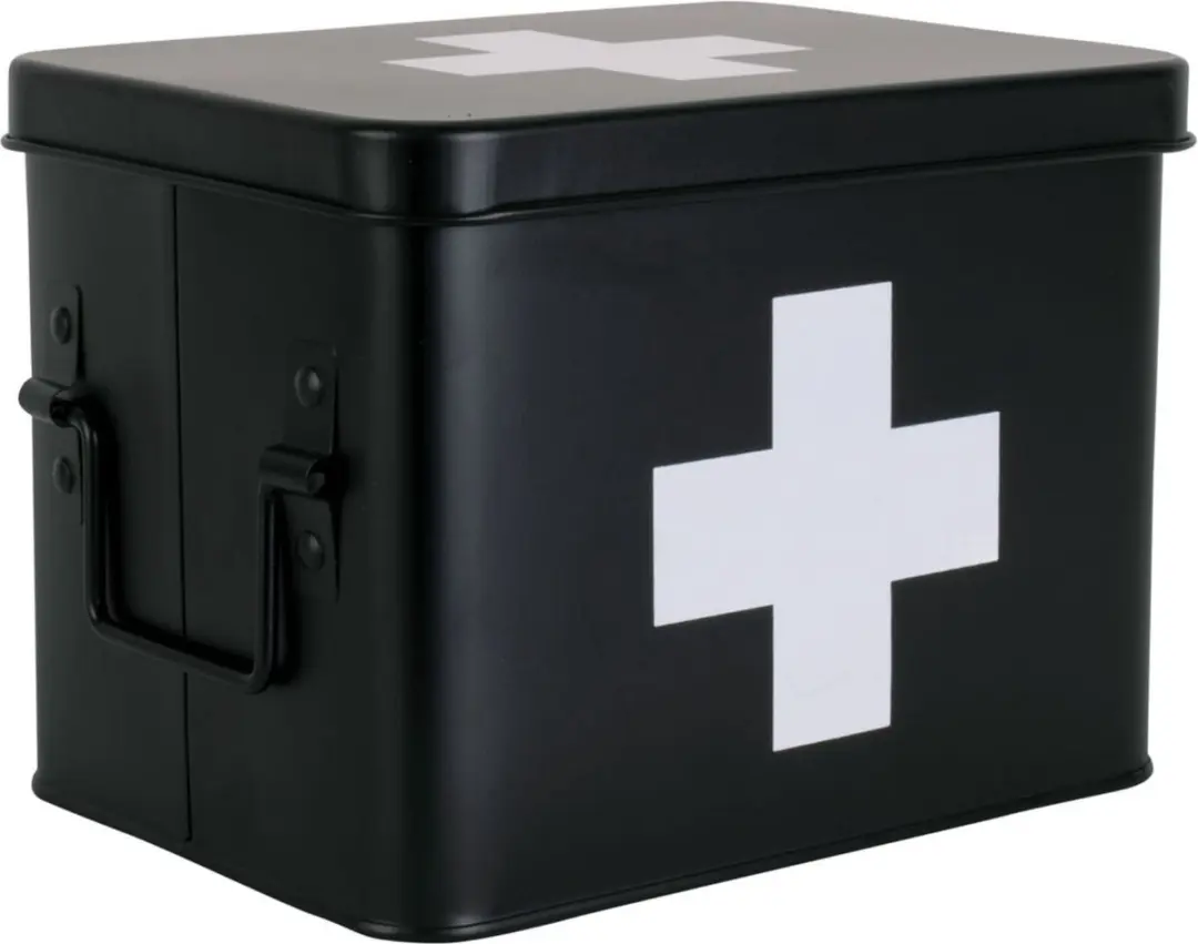 Present Time Medicijnkist Medium Metaal Mat Zwart - 21,5x15,5x16cm - afbeelding 6 van 6