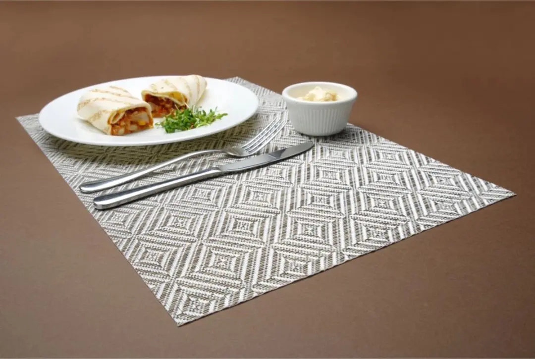 HENDI Placemats Geometrisch Zilver - 6 Stuks 450x300mm