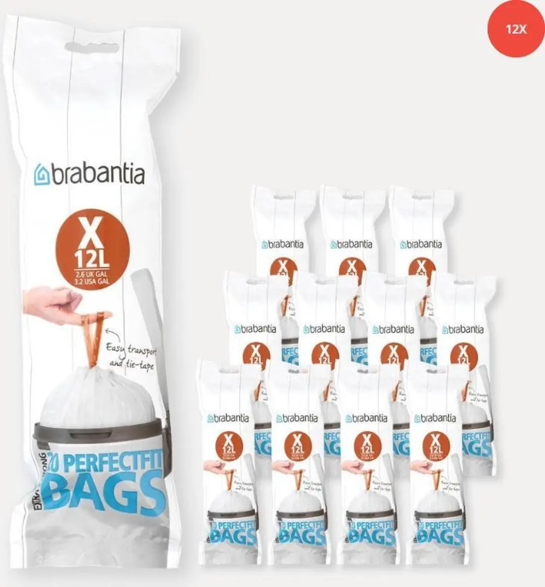 Brabantia PerfectFit Vuilniszakken 12L - 240 Stuks (12x20) - Wit
