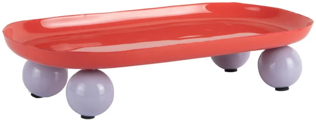 Present Time Double Funky Oval Dienblad - Rood - 39x16x6cm