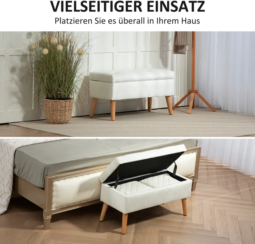 Homcom Sitzbank - 80x35x42cm - Wit