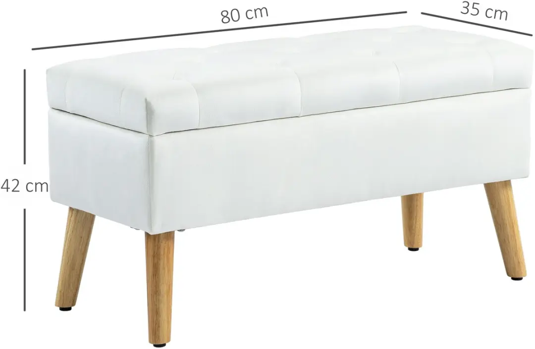 Homcom Sitzbank - 80x35x42cm - Wit - afbeelding 6 van 6