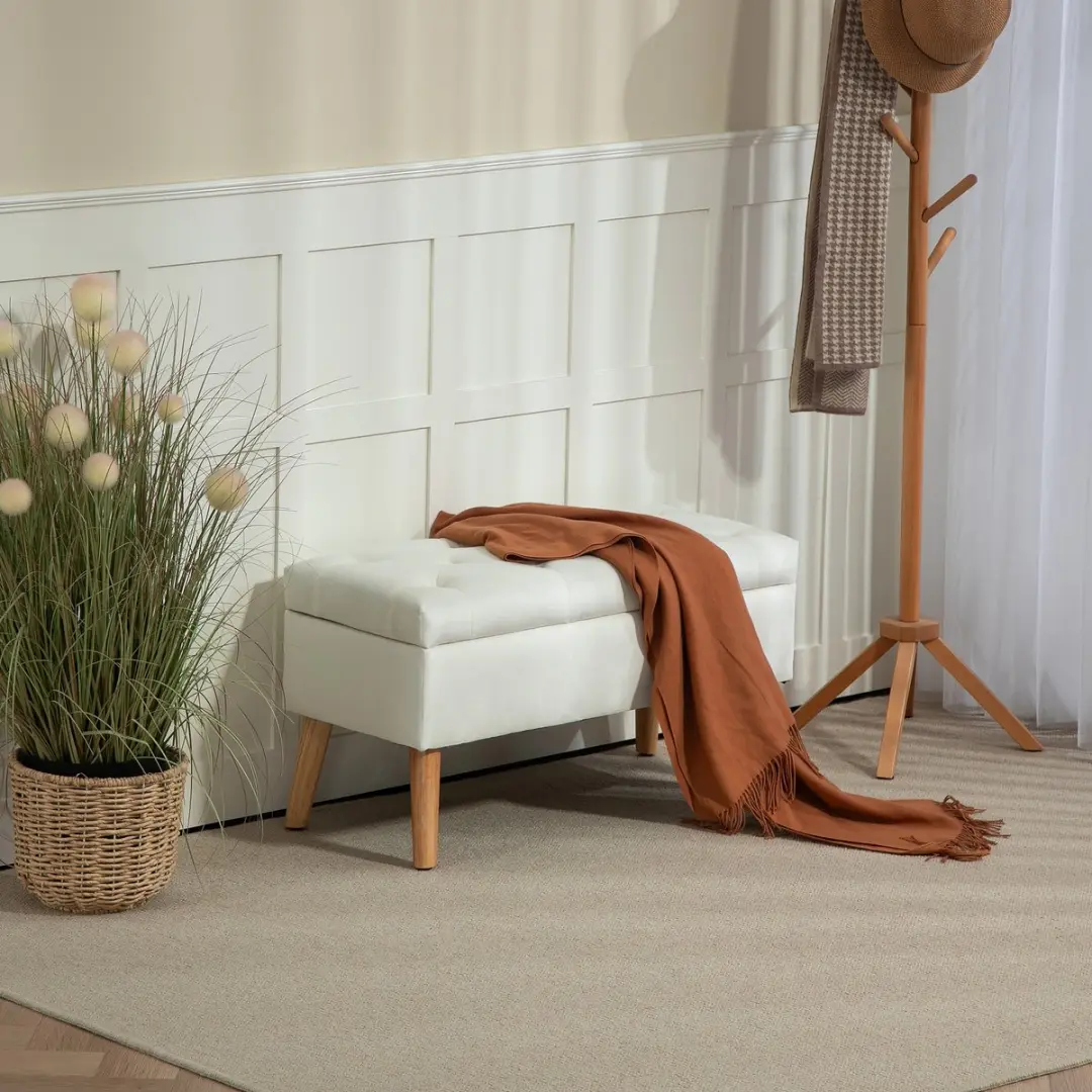 Homcom Sitzbank - 80x35x42cm - Wit