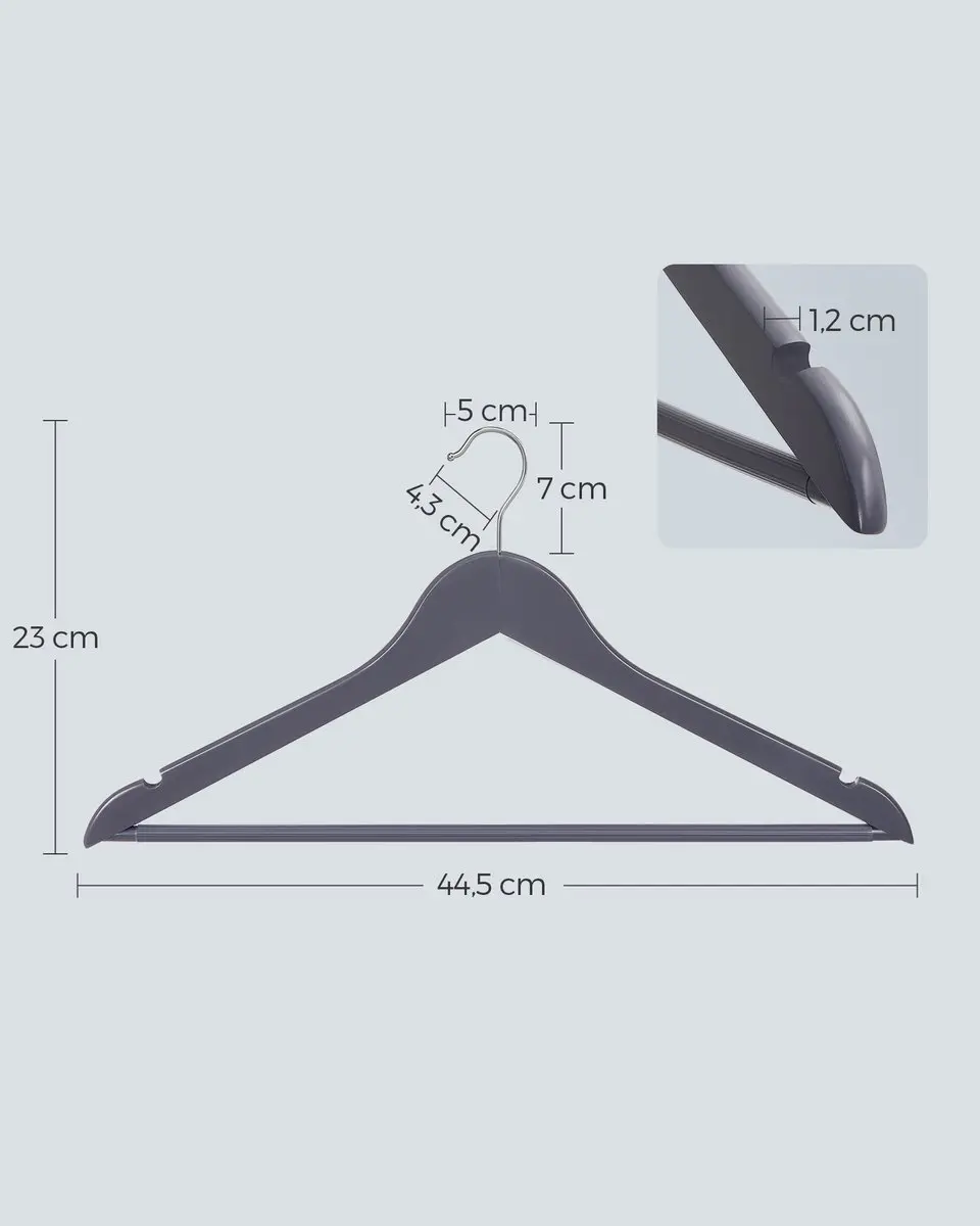 Songmics Houten Kledinghangers Set 20 - Grijs