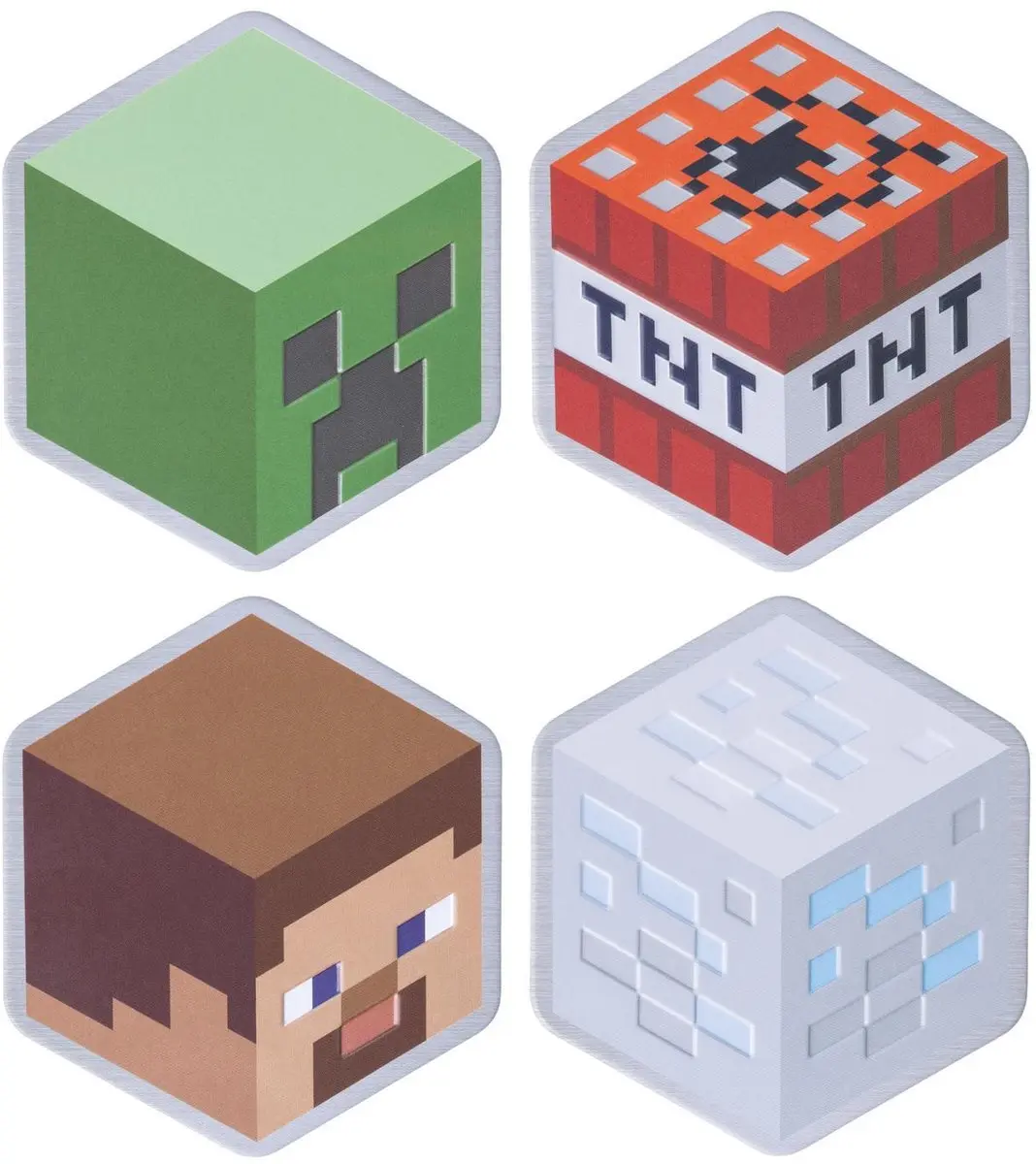 Paladone Minecraft Metalen Onderzetters Steve Creeper - Set van 4 - Veelkleurig