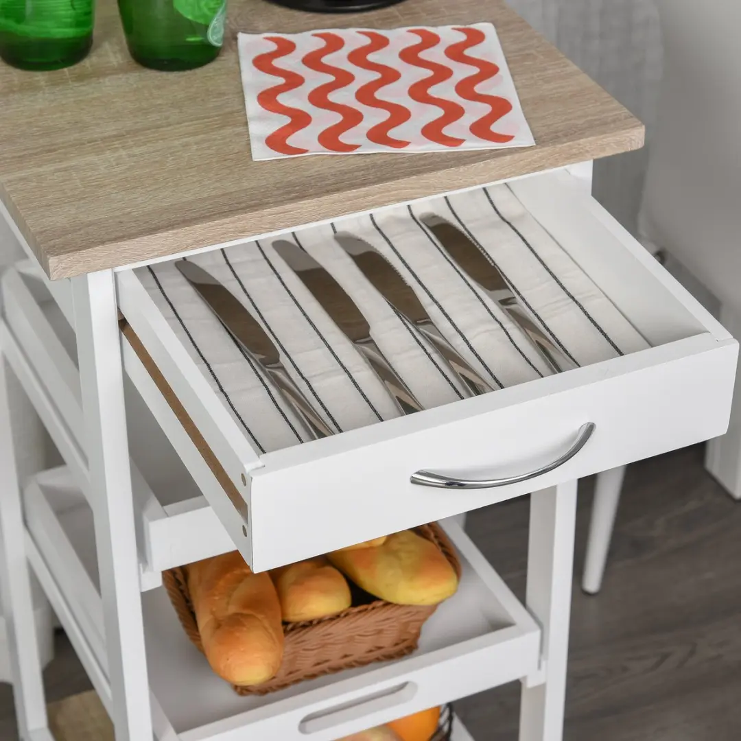 Homcom Keukentrolley 801-153WT - 37x37x76cm - Wit