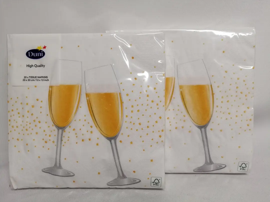 Duni Luxe Champagneglas Kerstservetten 33x33cm