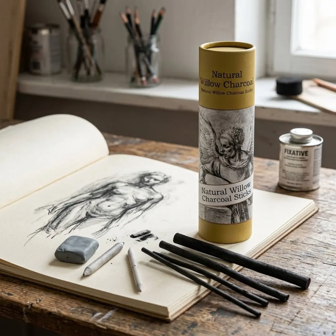 NUVEX Houtskool Potloden Set 25 Stuks - Zwart