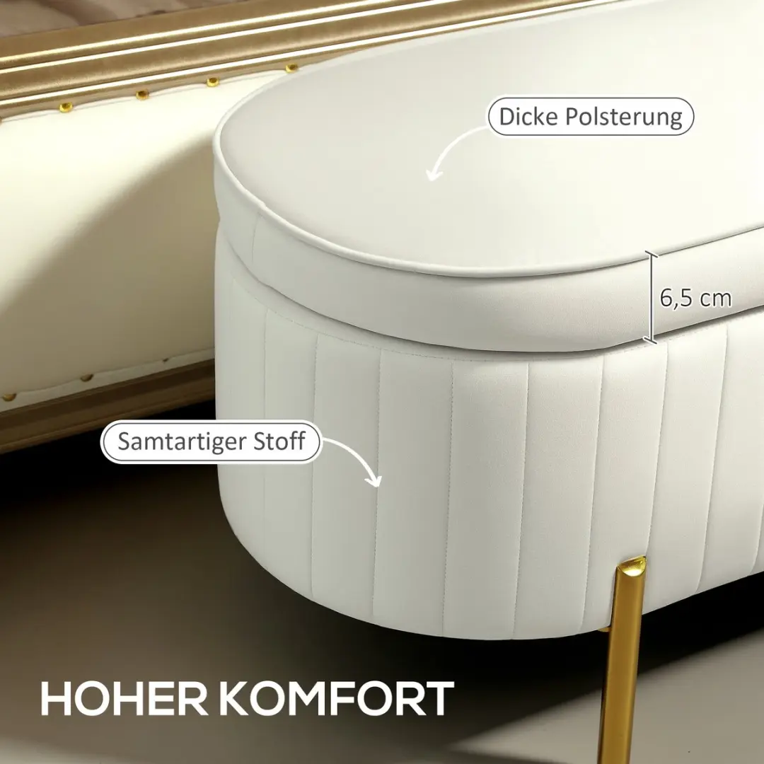 Homcom Opslag Ottoman 72L - Roomwit