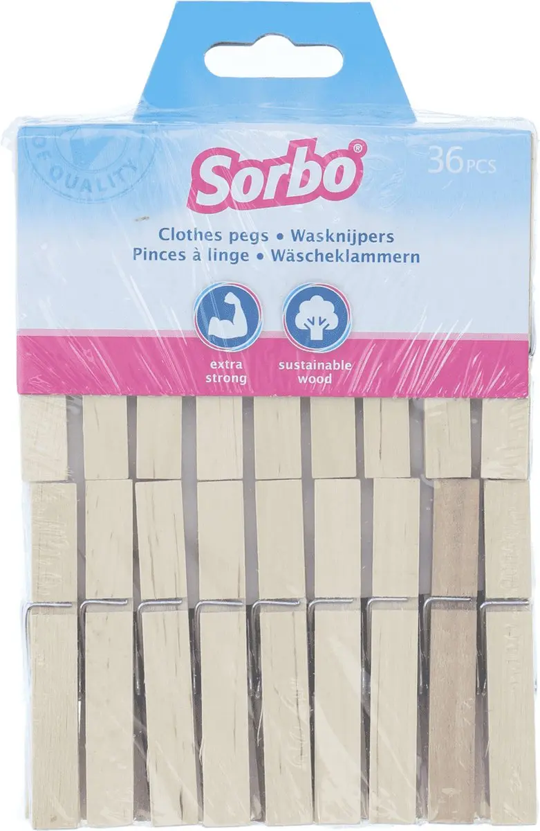Sorbo Houten Wasknijpers 72 Stuks - afbeelding 6 van 6