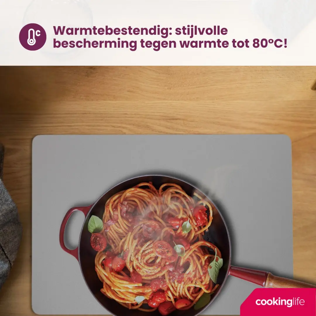 Cookinglife Vegan Lederlook Placemats - 6 Stuks 46x33cm - Grijs/Blauw