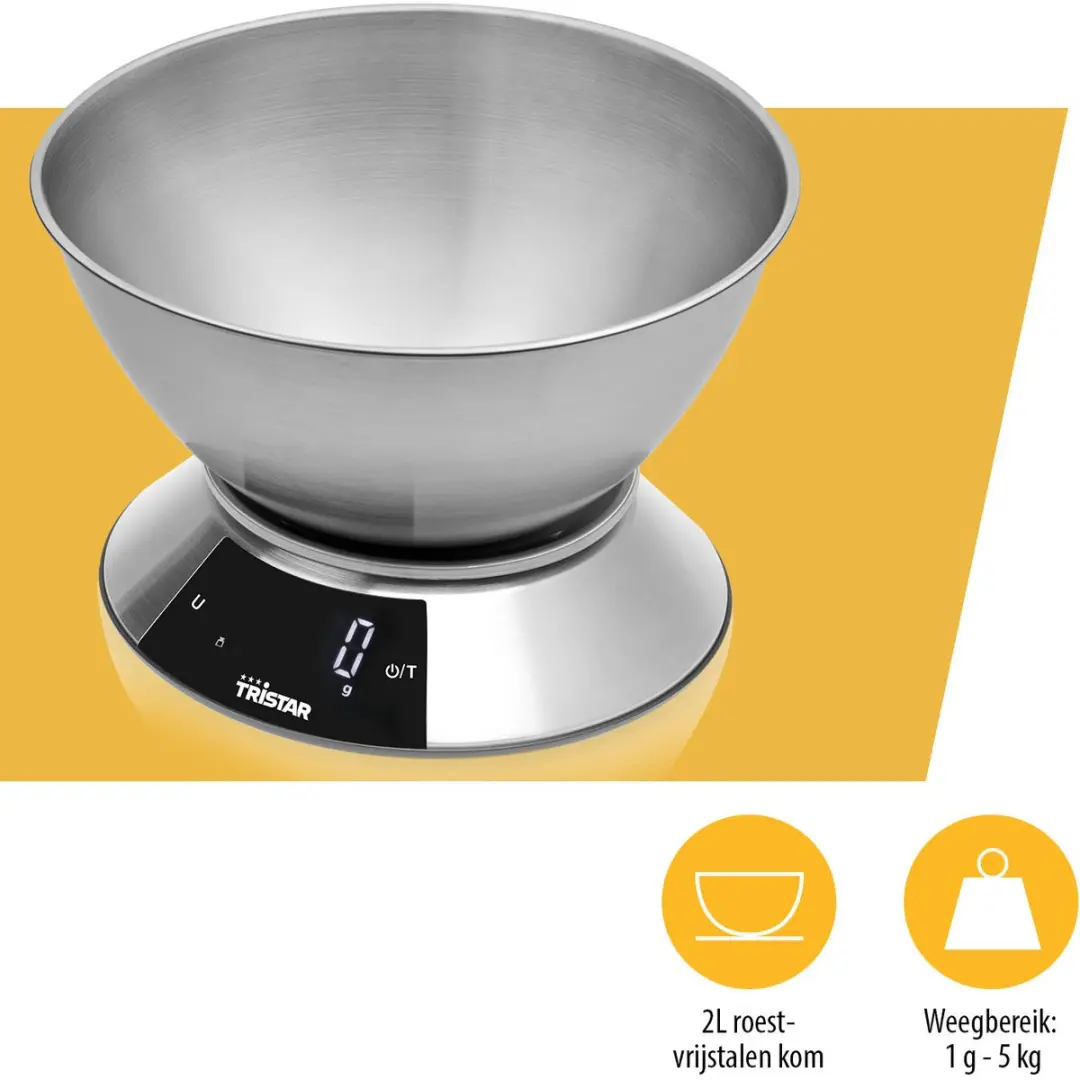 Tristar KW-2453 Keukenweegschaal - 5kg - 1g - RVS - afbeelding 6 van 6