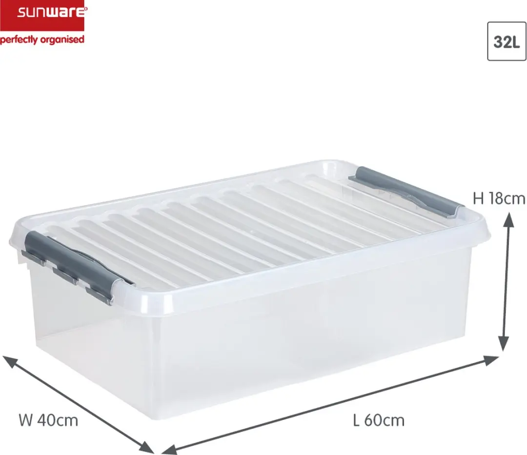 Sunware Q-Line Opbergbox 32L - 60x40x18cm - Grijs
