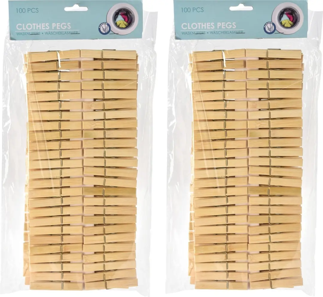 Excellent Houseware Wasknijpers Bamboe 200 Stuks