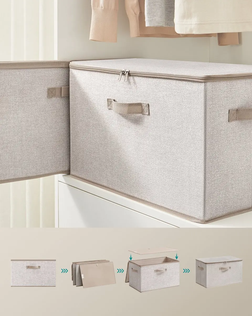Songmics Opbergbox RZB050LZ04 - 3 Stuks - 45L - Zandbeige