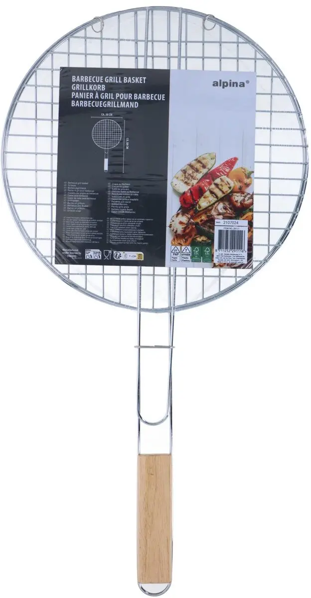 Alpina BBQ Grillmand - Fijnmazig Draaibaar Rooster - Bruin
