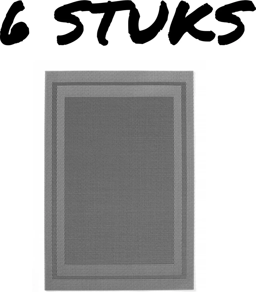 HENDI Placemats Geweven - 6 Stuks 450x300mm - Grijs