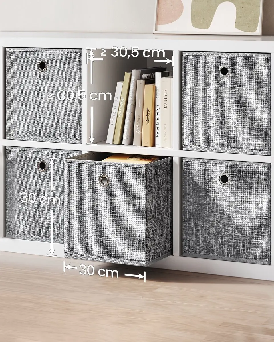 Songmics Opbergbox Grijs Gemêleerd - 6 Stuks 27L - afbeelding 6 van 6