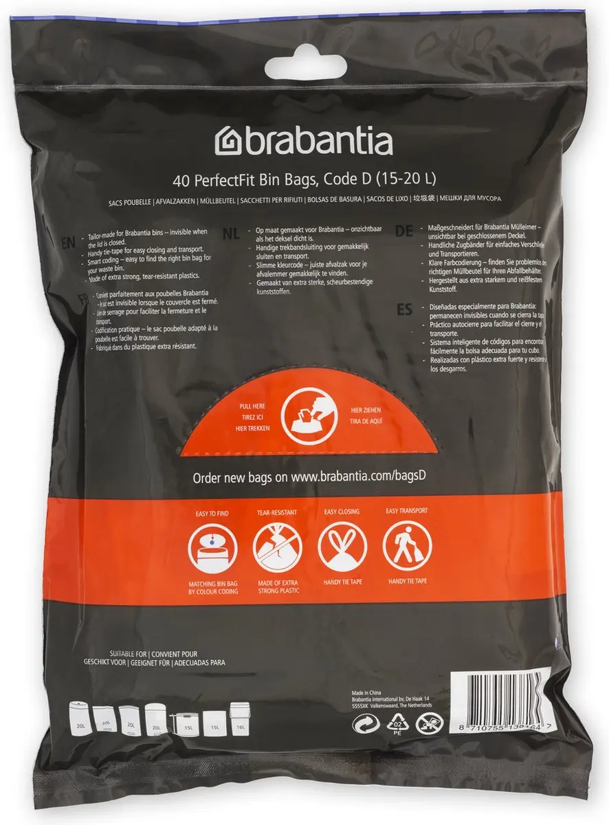 Brabantia PerfectFit Vuilniszakken 20L Code D - 40 Stuks - afbeelding 4 van 6