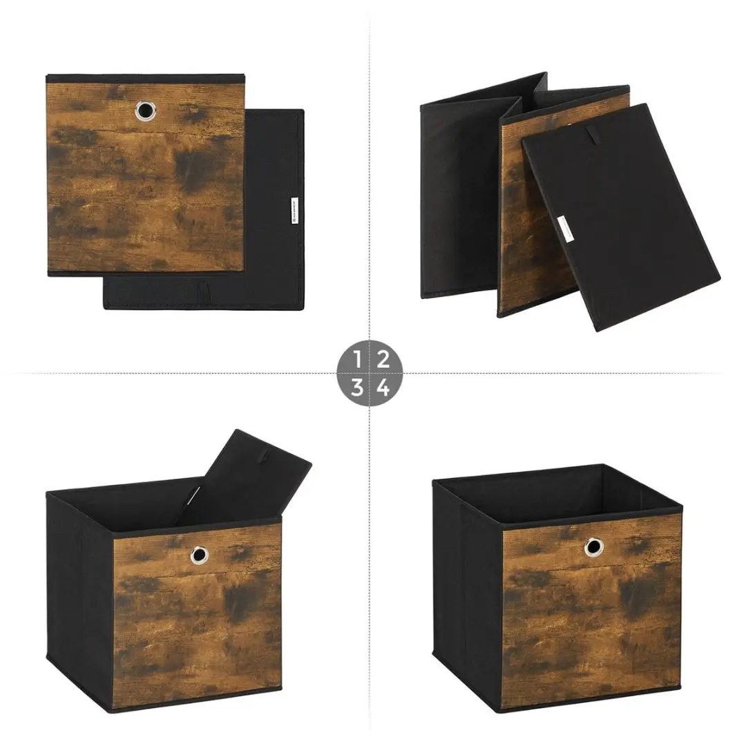 Songmics RFB102B01 Opbergdoos - 2L - 6 Stuks - Zwart/Bruin/Roestkleur - afbeelding 6 van 6