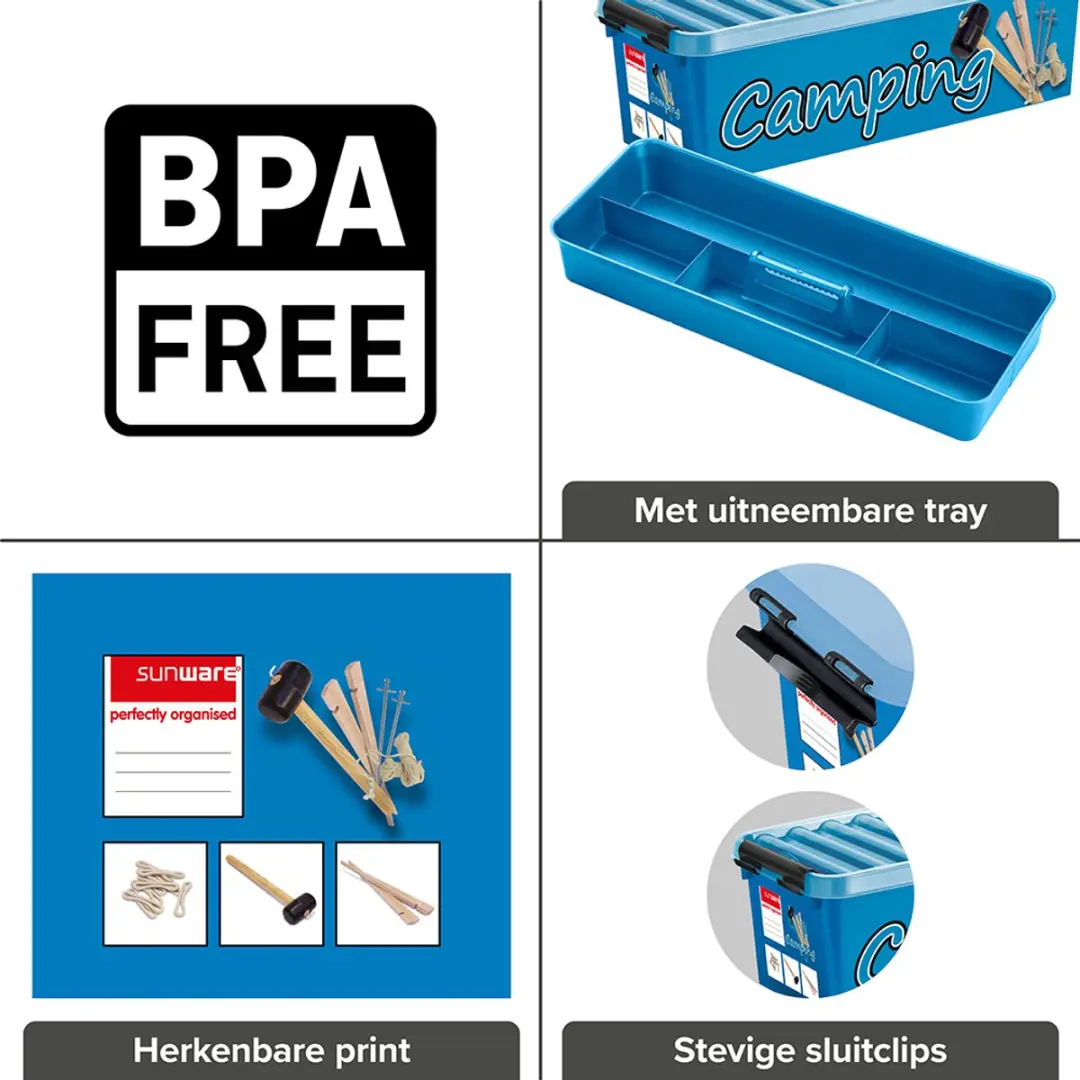 Sunware Q-line Campingbox 9,5L - 48,5x19x14,7cm - Blauw/Zwart - afbeelding 6 van 6