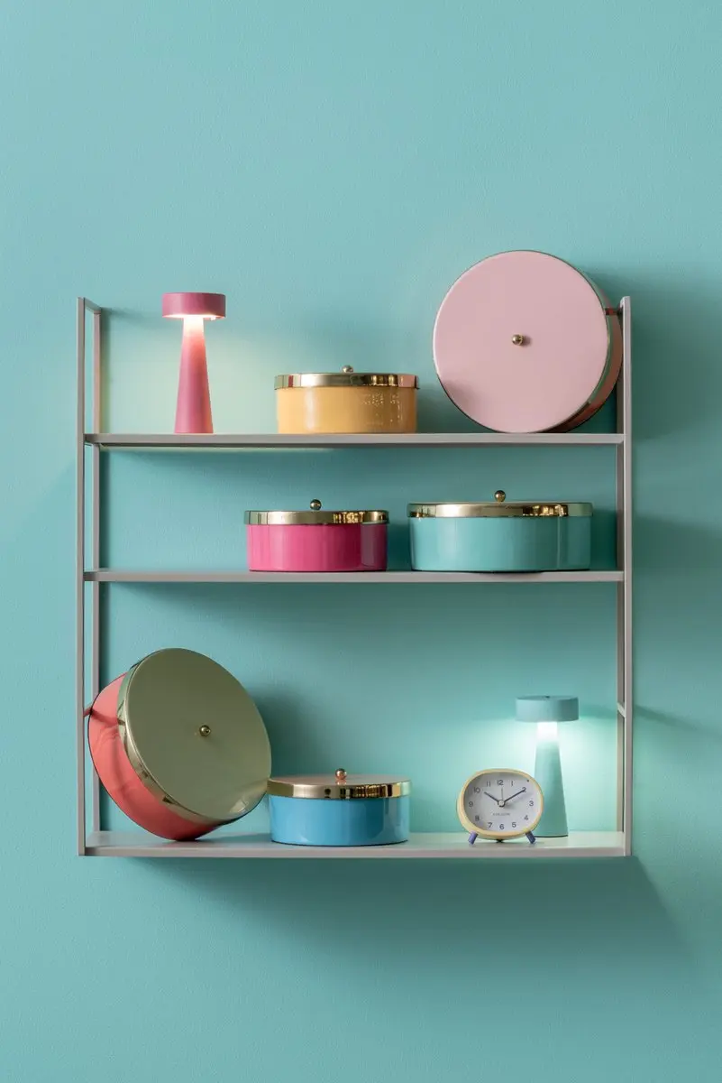 Present Time Double Funky Large Opbergbox - Turquoise & Geel