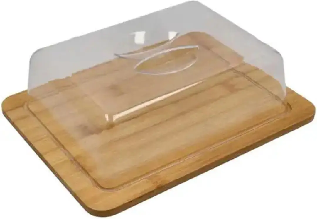Excellent Houseware Kaasplankje met Stolp - Bamboe 26x21cm