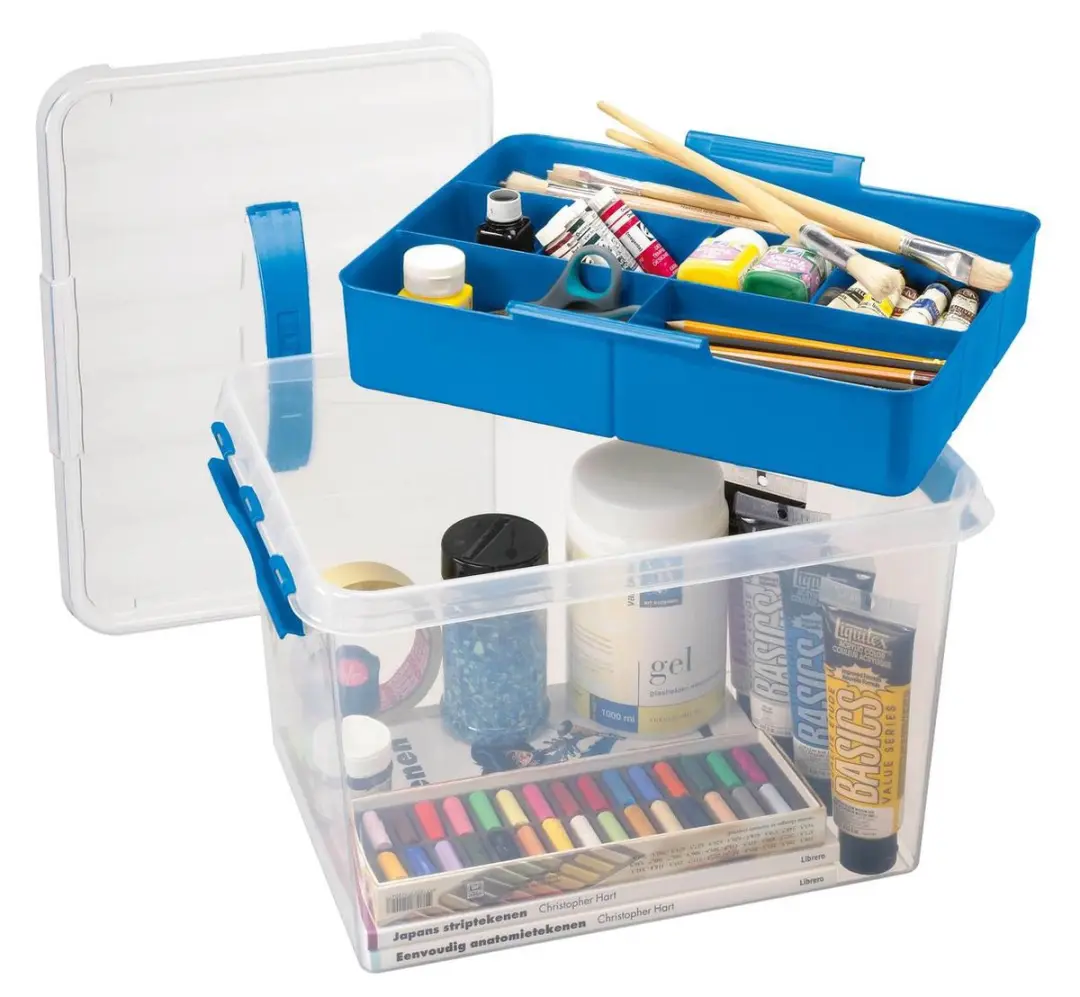 Sunware Q-line Opbergbox 9L - 30.7x20x22.3cm - Transparant/Blauw