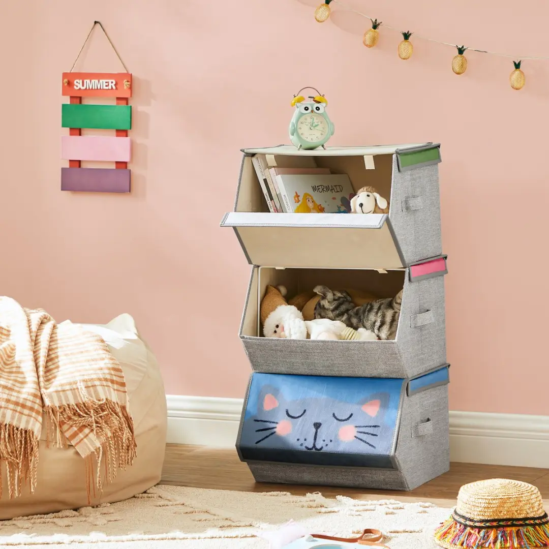 Songmics Kinderkoffer 3-delig Opbergboxen Diermotief - 33L - 3 Stuks - afbeelding 5 van 6
