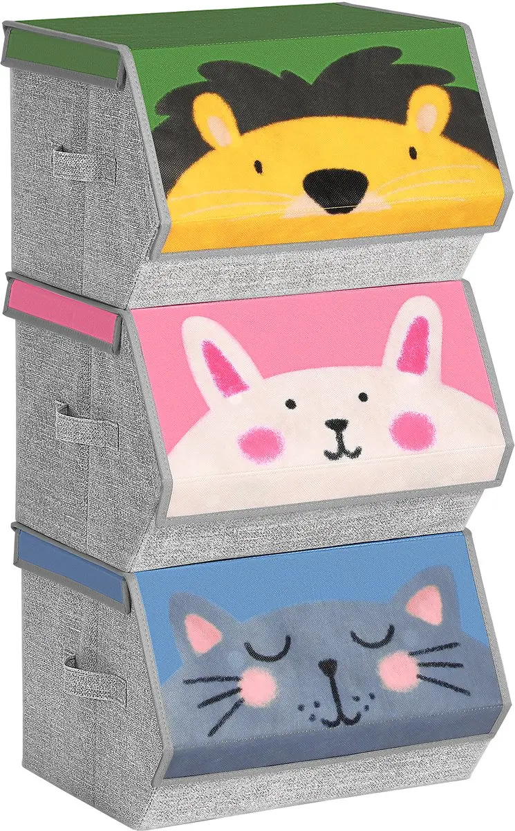 Songmics Kinderkoffer 3-delig Opbergboxen Diermotief