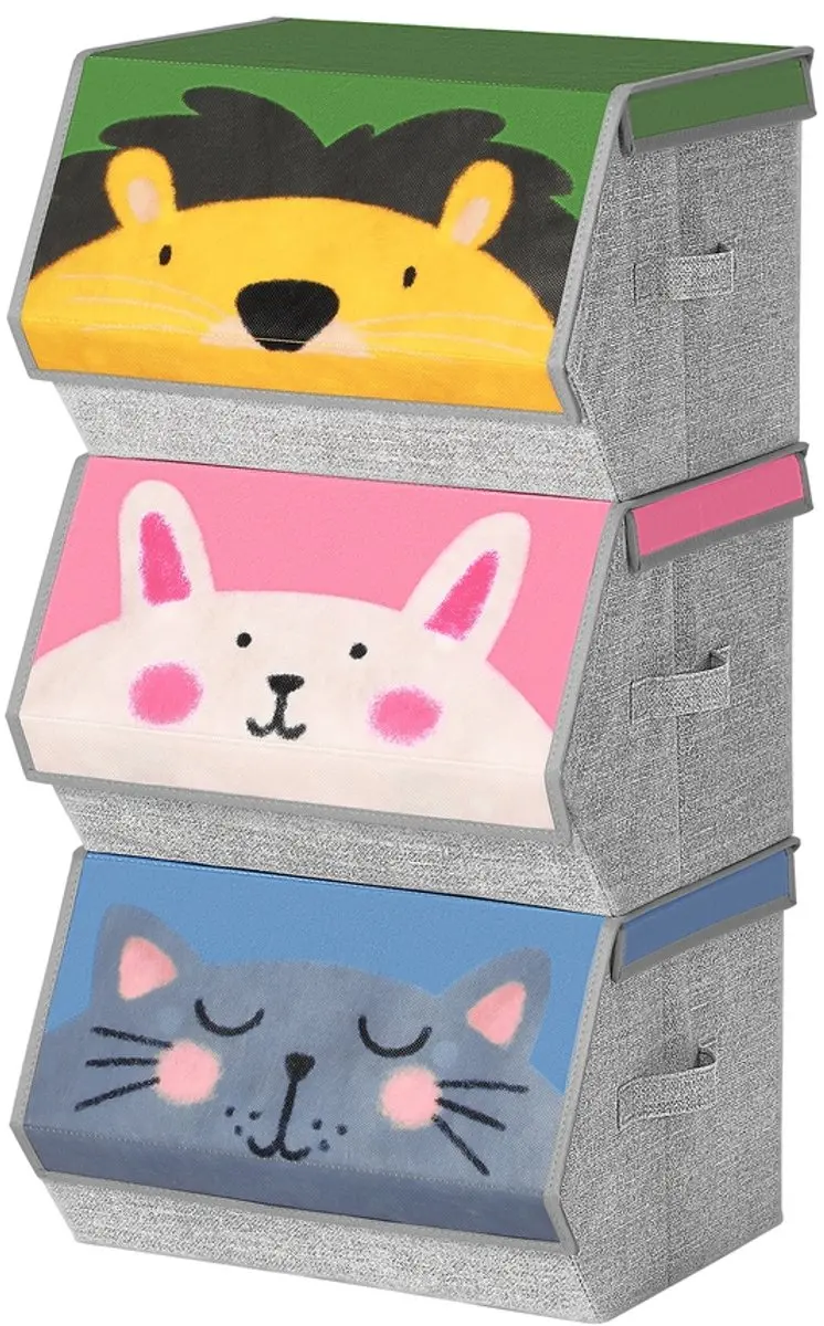 Songmics Kinderkoffer 3-delig Opbergboxen Diermotief - 33L - 3 Stuks - afbeelding 2 van 6
