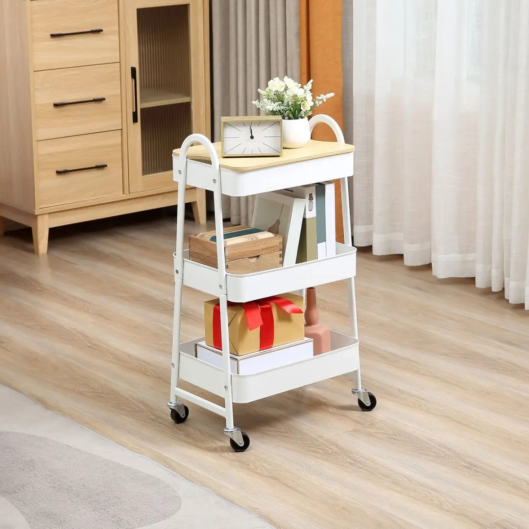 Homcom Keukentrolley 850-188 - 4 Wielen - Wit