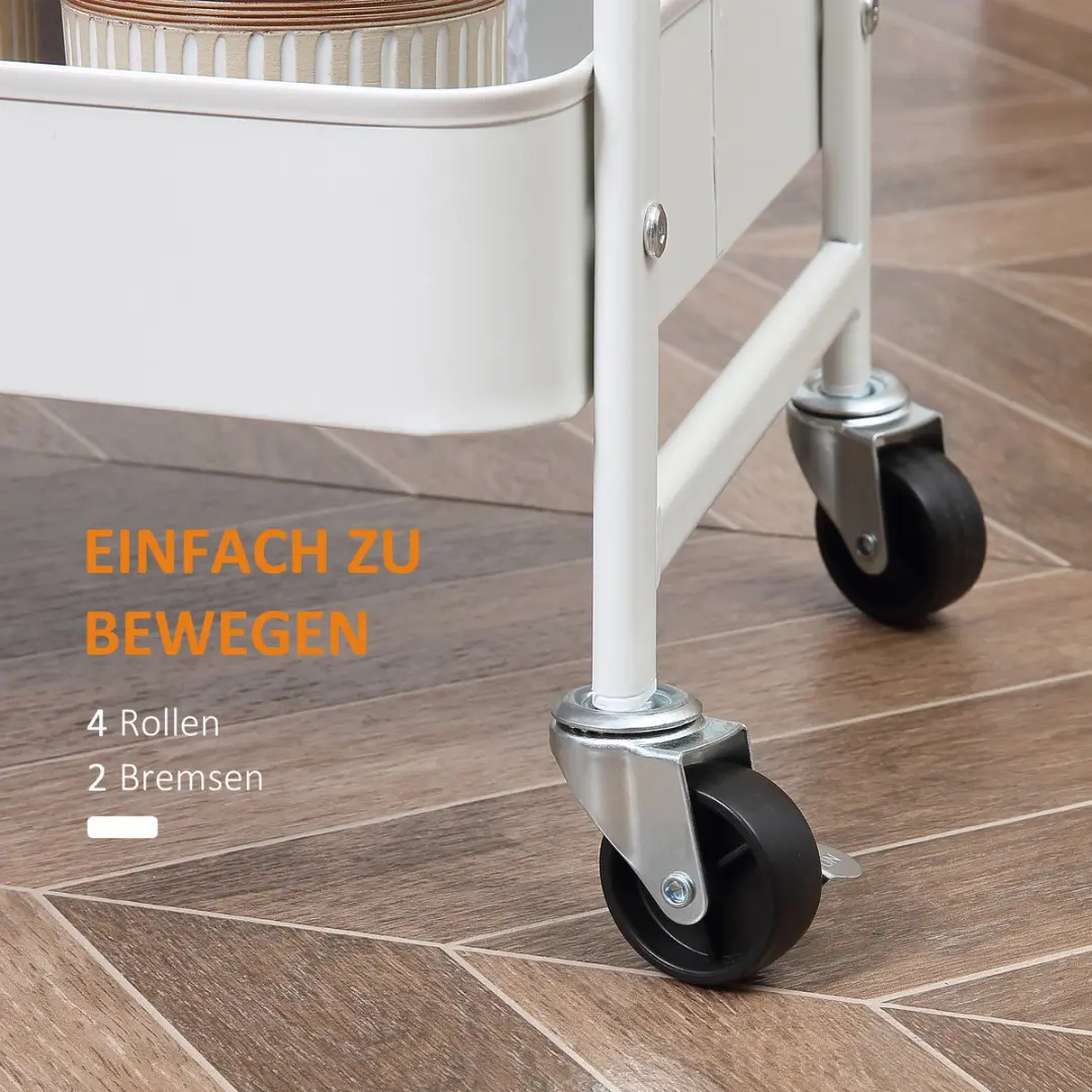 Homcom Keukentrolley 850-188 - 4 Wielen - Wit - afbeelding 6 van 6