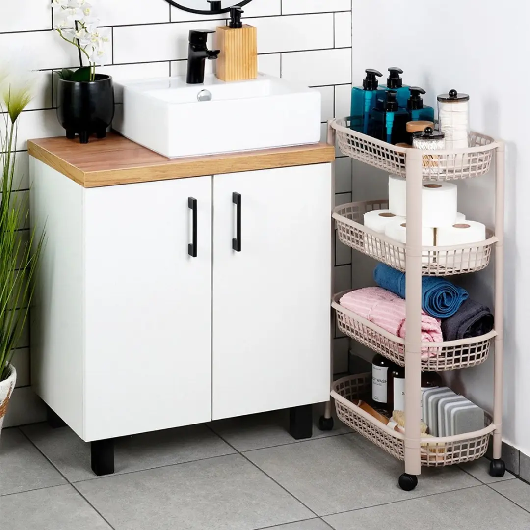 Excellent Houseware 4-Lagen Verrijdbaar Rek 019000010 - Beige
