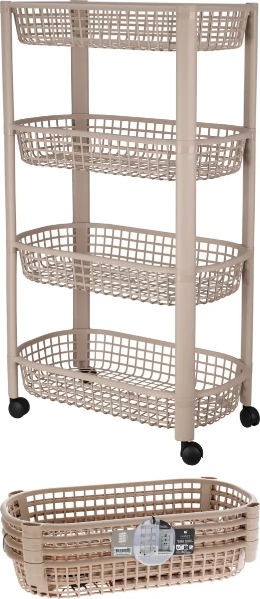 Excellent Houseware 4-Lagen Verrijdbaar Rek 019000010