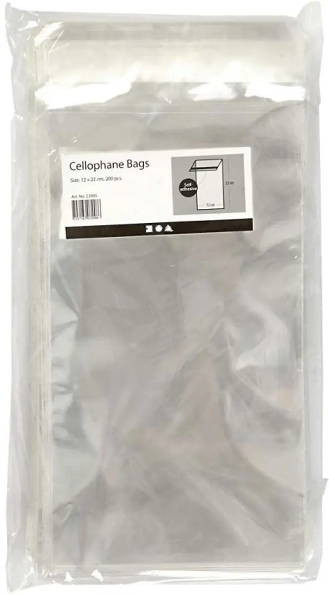Creativ Company Cellofaan Zakjes 200 Stuks - 12x22cm Transparant