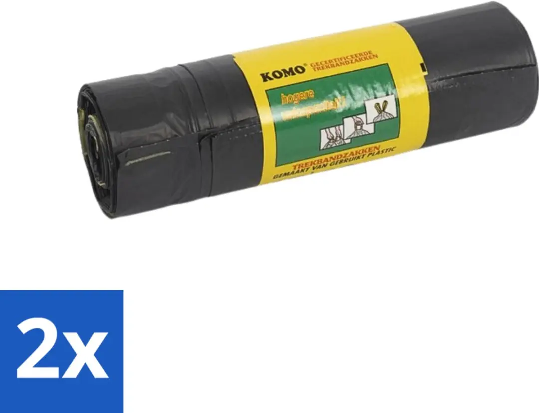 KOMO Vuilniszakken Trekband 60L - 24 Stuks (2x12) - Grijs