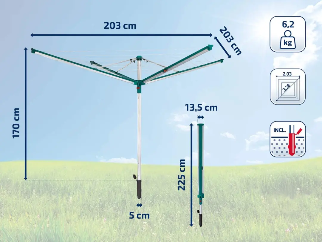 Leifheit Linomatic 500 Deluxe Droogmolen 82013 - Zilver