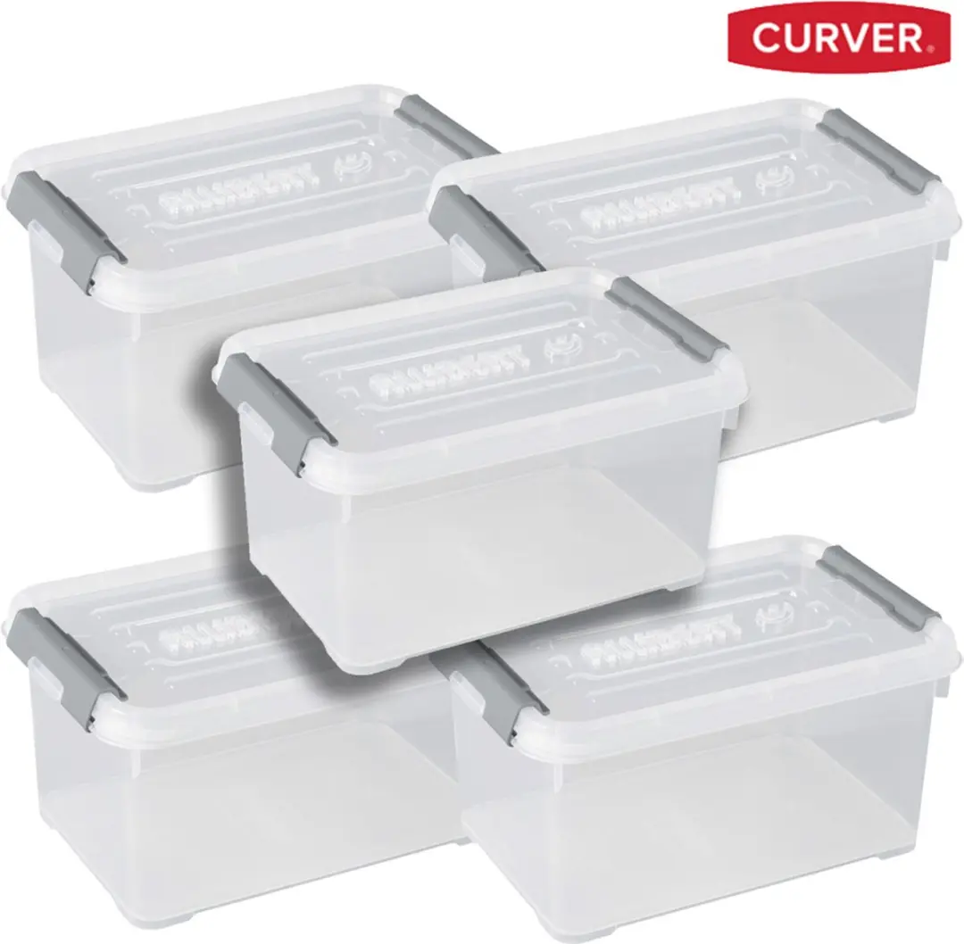 Curver Handy+ Opbergboxen 6L - 5 Stuks Transparant