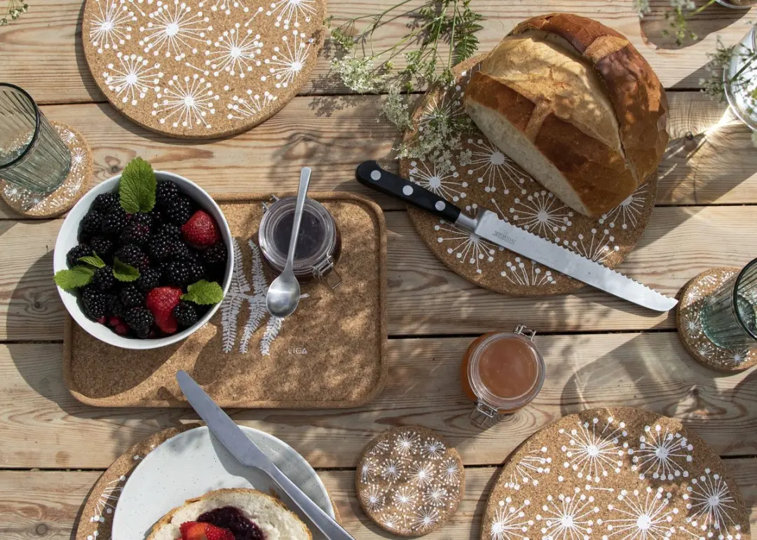 Liga Placemat Paardenbloem Set - 4 Stuks Kurk Beige