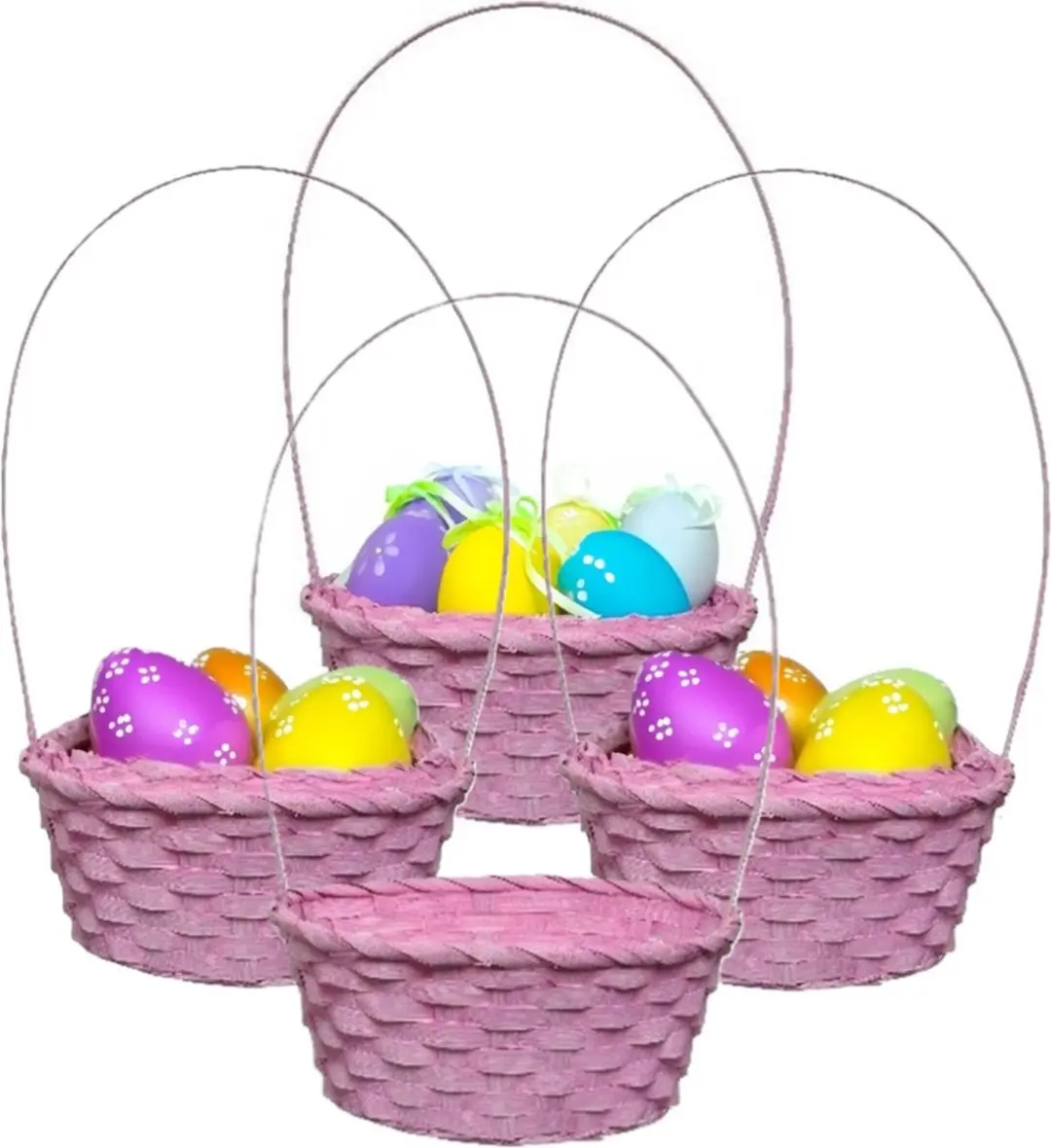 Kaemingk Rieten Paasmandje Roze