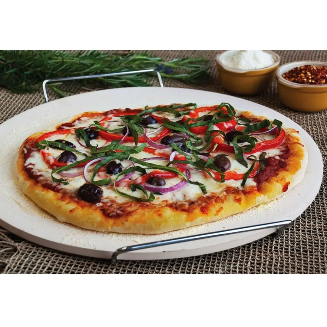 Orion Pizzasteen Set 33cm - Sjamoet - Inclusief Mes en Standaard