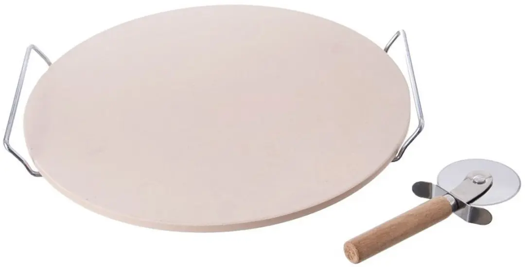 Orion Pizzasteen Set 33cm - Sjamoet - Inclusief Mes en Standaard