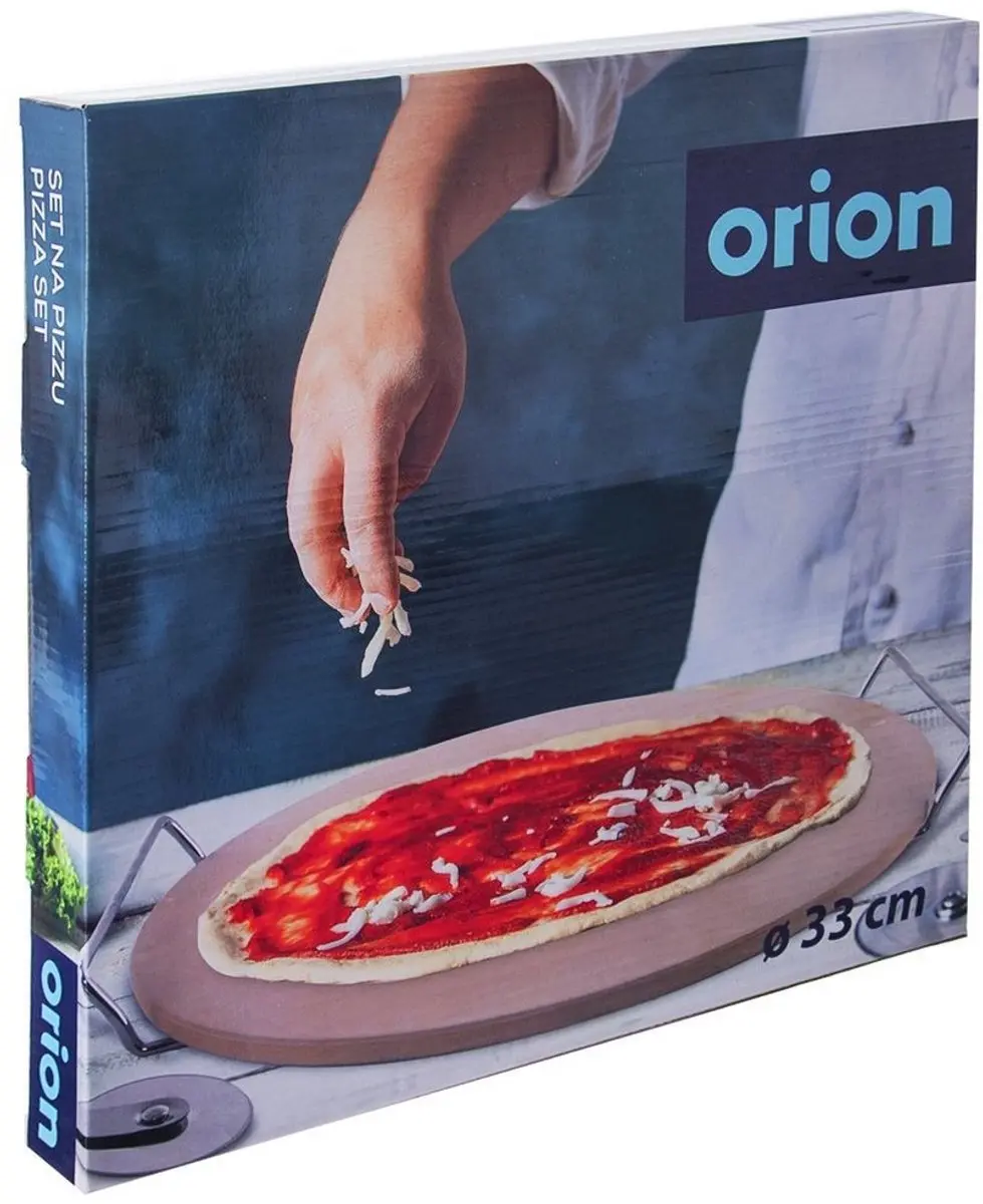 Orion Pizzasteen Set 33cm - Sjamoet - Inclusief Mes en Standaard