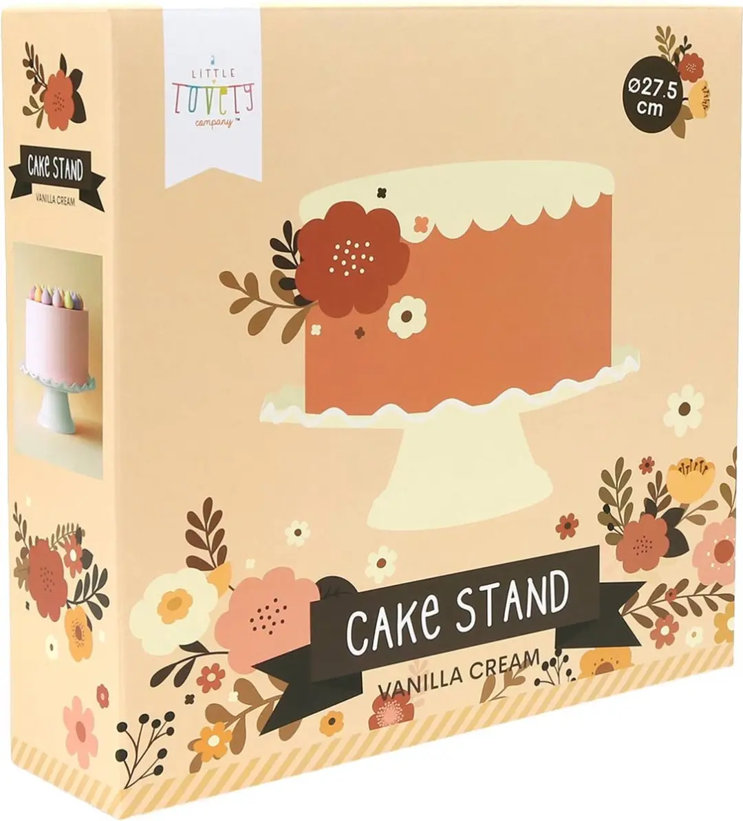 A Little Lovely Company Taartplateau Golfjes - Crème 27,5cm