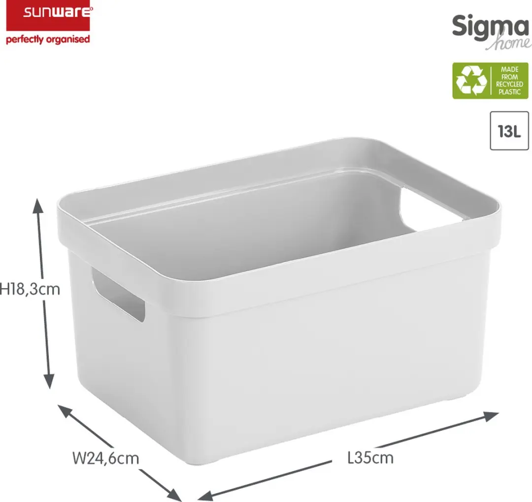 Sunware Sigma Home Opbergbox 13L - Set van 3 - Wit/Transparant