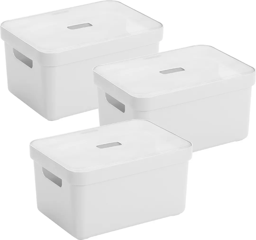Sunware Sigma Home Opbergbox 13L - Set van 3 - Wit/Transparant
