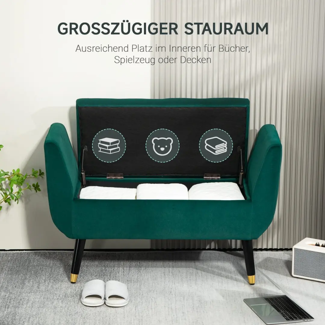 Homcom Sitzbank - 107x42x65cm - Grijs - afbeelding 5 van 6