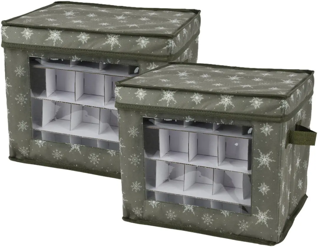 Decoris Kerstballen Opbergbox Groen