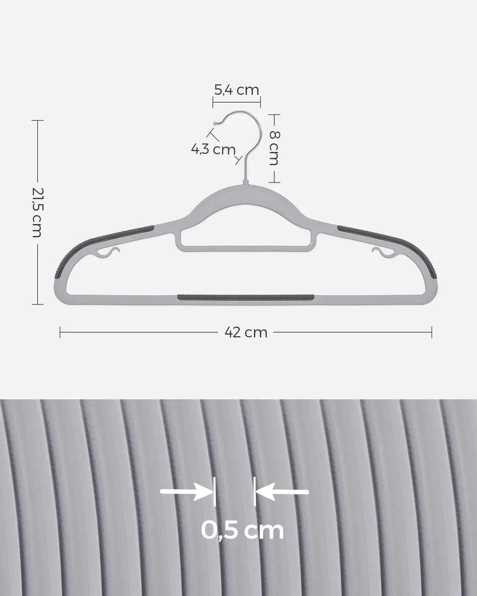Songmics Kledinghangers Set 30 Stuks - Grijs - afbeelding 3 van 6